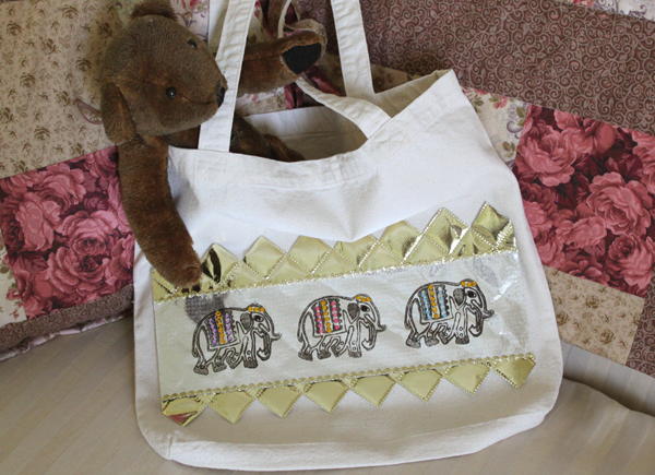 Elephant Stamped Canvas Bag