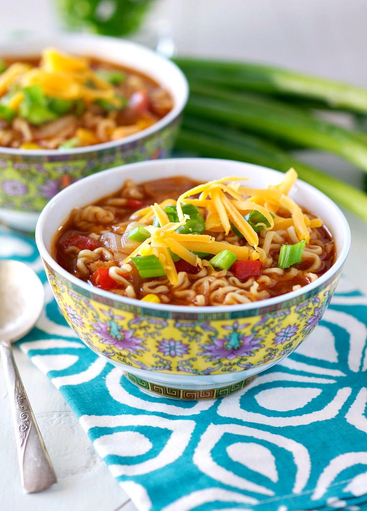 Barbecue Chicken Ramen Noodle Bowl