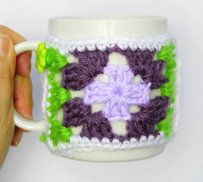 Flower Coffee Cup Crochet Cozy