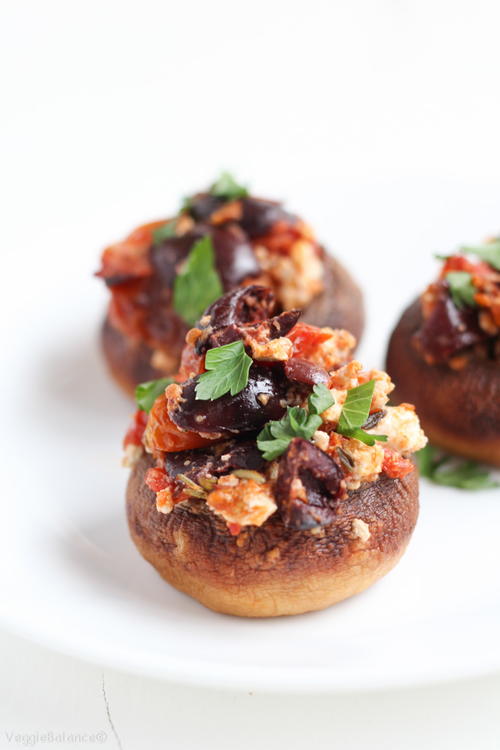 Stuffed Mushrooms with Feta and Roasted Tomatoes