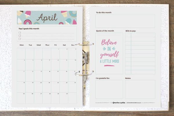 Printable Monthly Planner Page