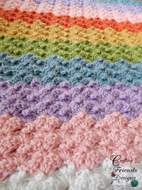 Peaked Rainbow Shells Afghan