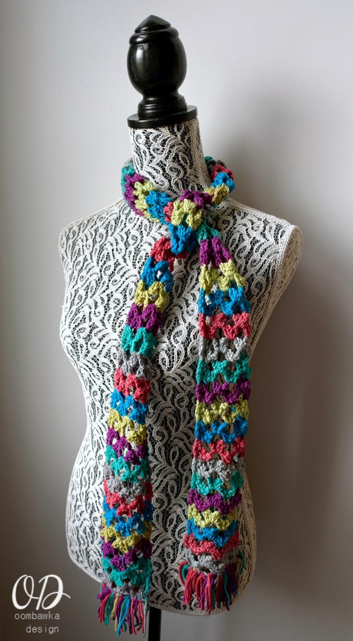 Butterflies and Rainbows Scarf AllFreeCrochet.com
