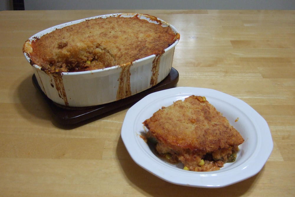 Cornbread Crusted Beef Pie | AllFreeCasseroleRecipes.com