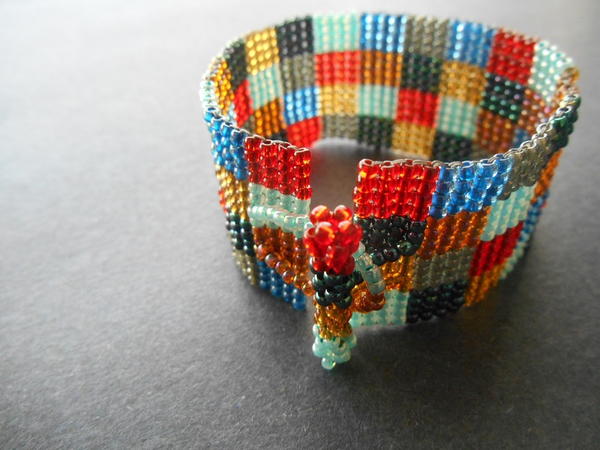 Square Stitch Patchwork Cuff