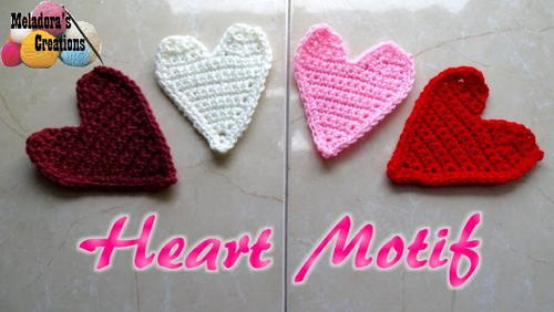 Simple Crochet Heart Motif Applique