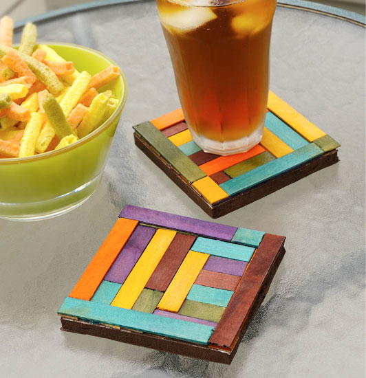Abstract Dyed Wood Coasters