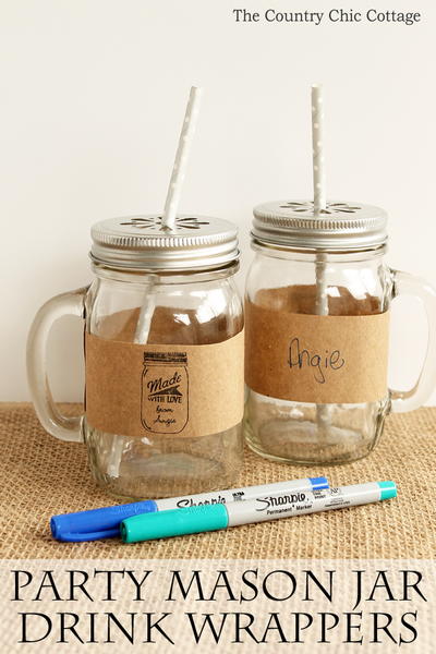 Party Mason Jar Drink Wrappers