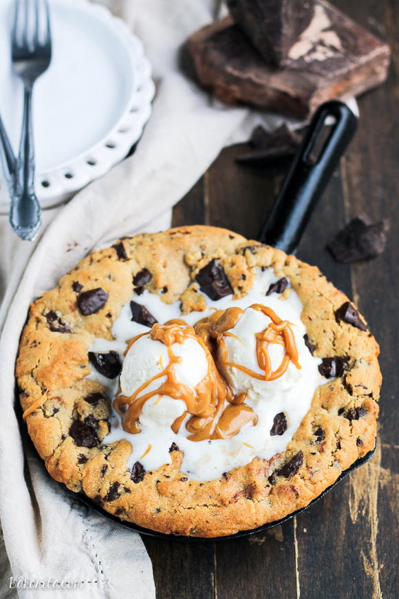 Peanut Butter Chocolate Chip Skillet Cookie