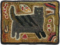 Cat in the Window  Primitive Rug Hooking Kit with Cut wool fabric strips 