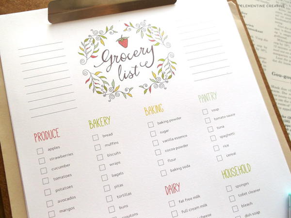 Free Grocery List Template