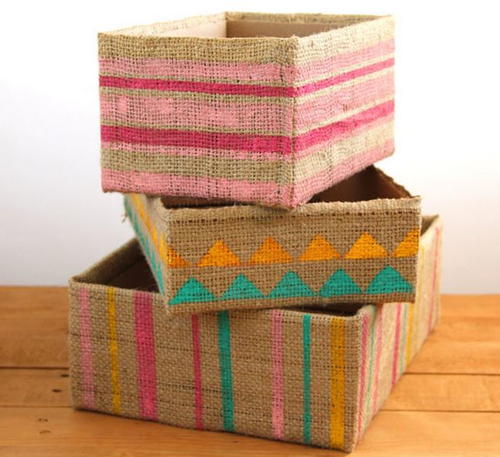 Burlap DIY Storage Boxes