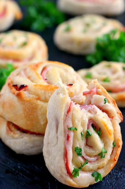 Baked Ham and Cheese Roll-Ups