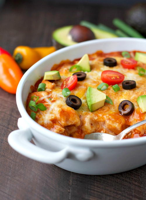 4-Ingredient Healthy Chicken Enchilada Casserole