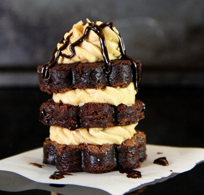 Peanut Butter Frosted Brownie Stacks