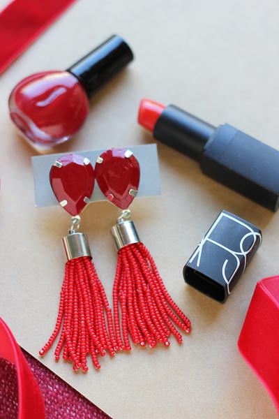 Hollywood Glam Scarlet Tassel Earrings