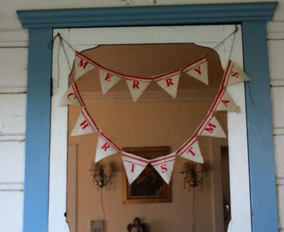 Burlap Flags Christmas Banner