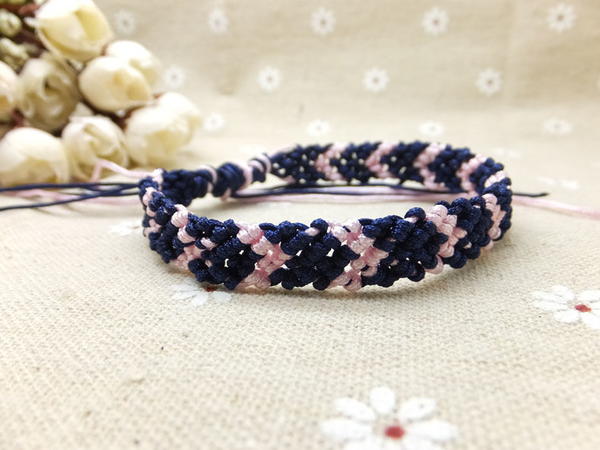 Pink and Navy Chevron Friendship Bracelet