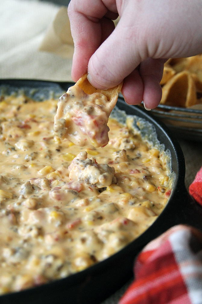 Cheesy Slow Cooker Sausage Dip | FaveSouthernRecipes.com