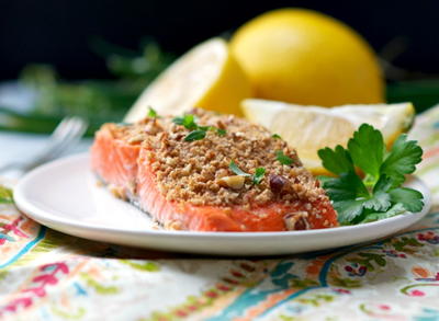 Maple Pecan Crusted Salmon