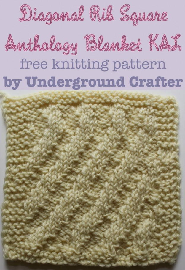 Diagonal Rib Square | AllFreeKnitting.com