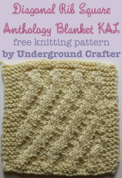 Diagonal Rib Square | AllFreeKnitting.com