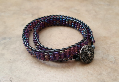 Lilac Ladder Stitch Wrap Bracelets