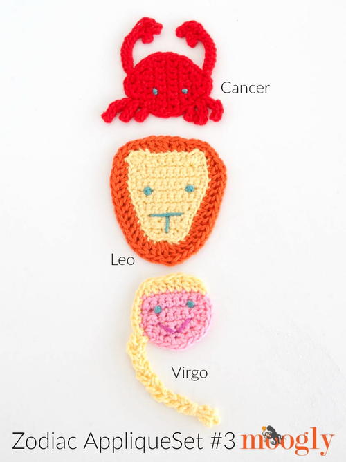 Zodiac Appliques: Cancer, Leo, and Virgo