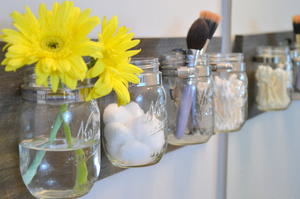 Marvelous Mason Jar DIY Bathroom Organizer