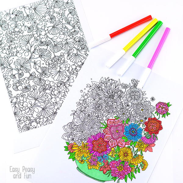 Summer Bouquet Coloring Sheets