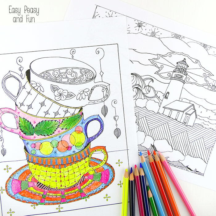 Download Tea Cup and Lighthouse Coloring Sheets | FaveCrafts.com