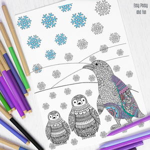 Peppy Penguin Adult Coloring Page