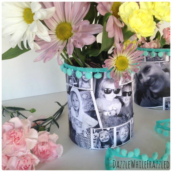 Moms Favorite Tin Can Photo Vase