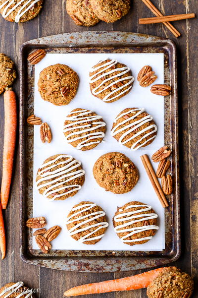 Carrot Cake Cookies with Cream Cheese Glaze