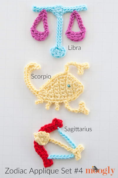 Zodiac Appliques: Libra, Scorpio, and Sagittarius