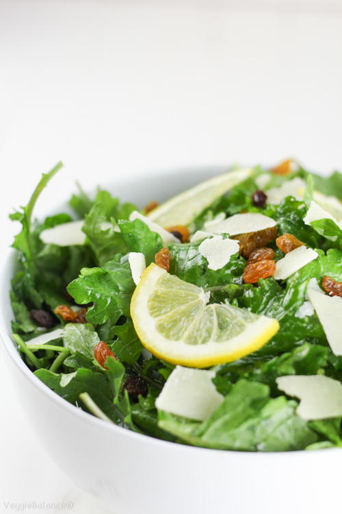 Kale Lemon Salad with Parmesan and Golden Raisins