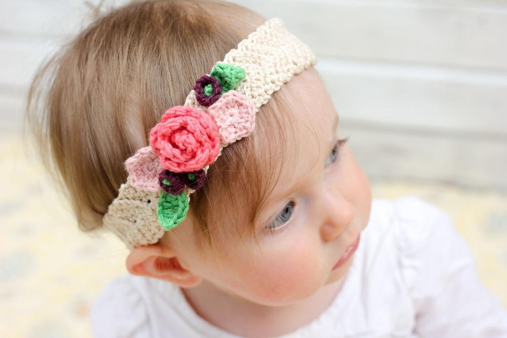 Crochet flower headband.