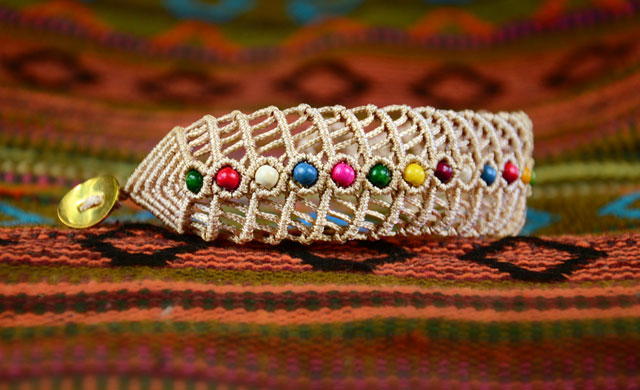 Beaded Fishbone Macrame Bracelet