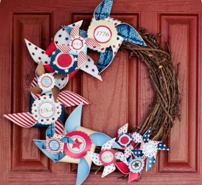 July 4th Pinwheel Wreath