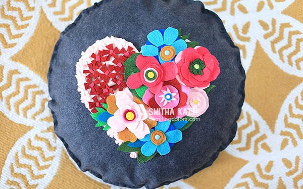 DIY Felt Flower Pillow