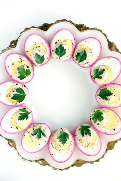 Easy Beet-Dyed Deviled Eggs