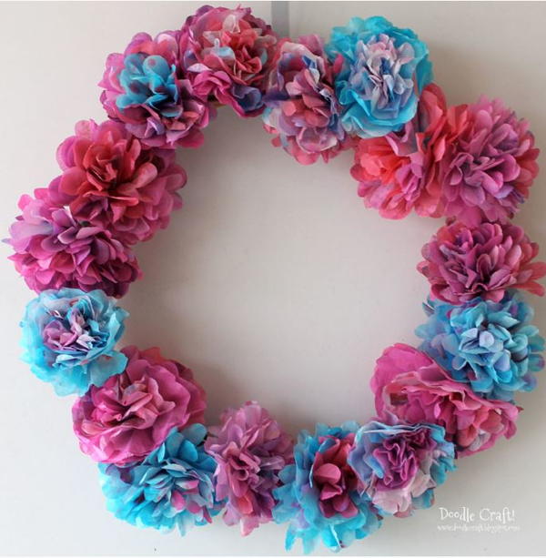 Colorful Coffee Filter Flowers Wreath