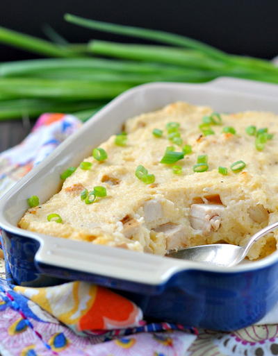 Skinny Rotisserie Chicken and Grits Casserole
