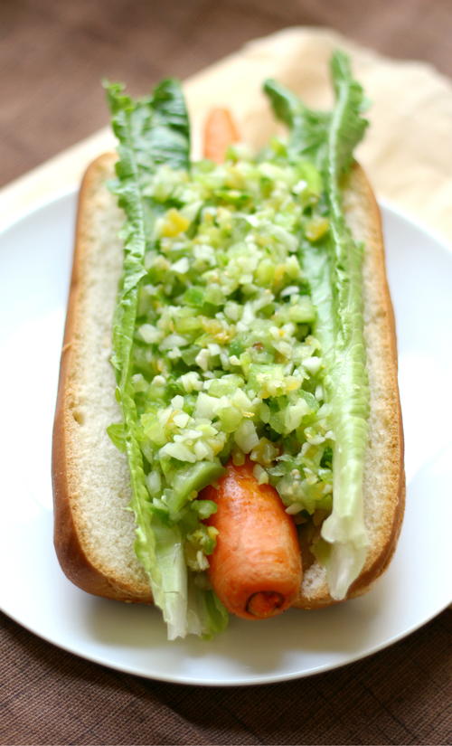 Mexican Carrot Dogs With Chunky Salsa Verde