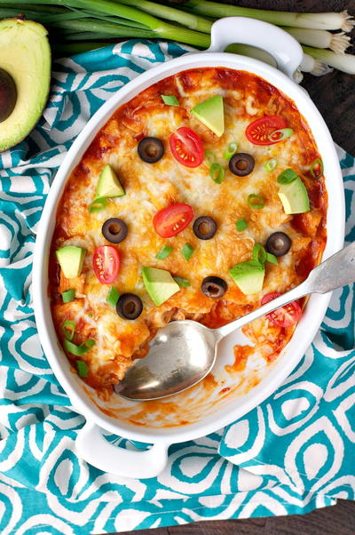 4-Ingredient Healthy Chicken Enchilada Casserole