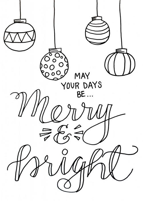 Merry and Bright Christmas Coloring Page