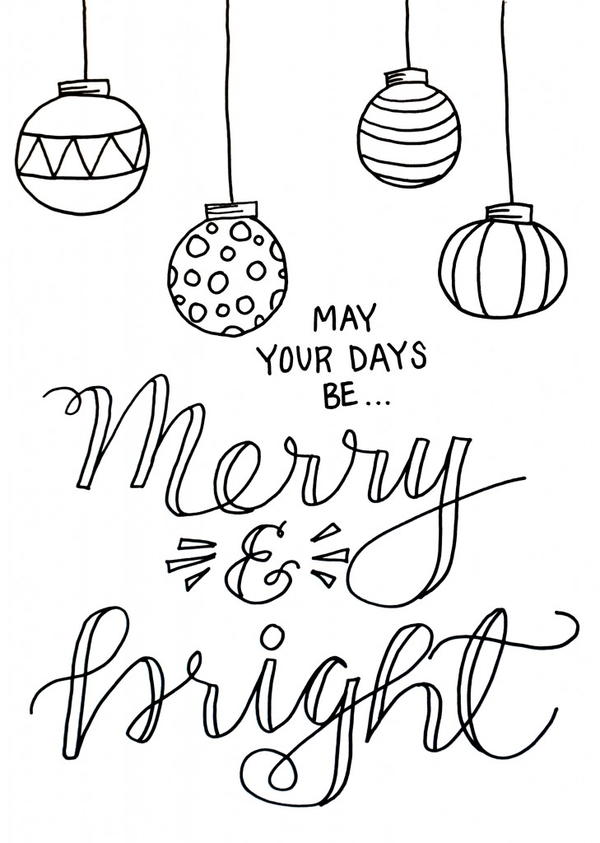 Merry and Bright Christmas Coloring Page