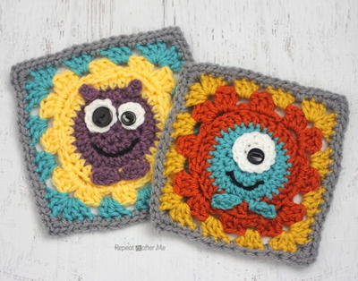 Littlest Monsters Crochet Granny Squares