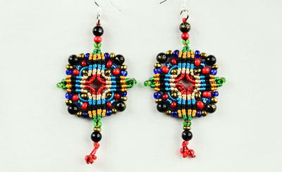 Colorful Cross Macrame Earrings
