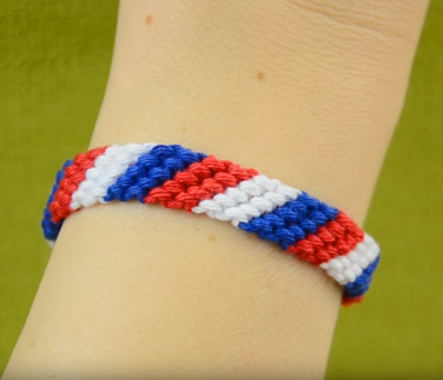Patriotic Candy Stripe Friendship Bracelet